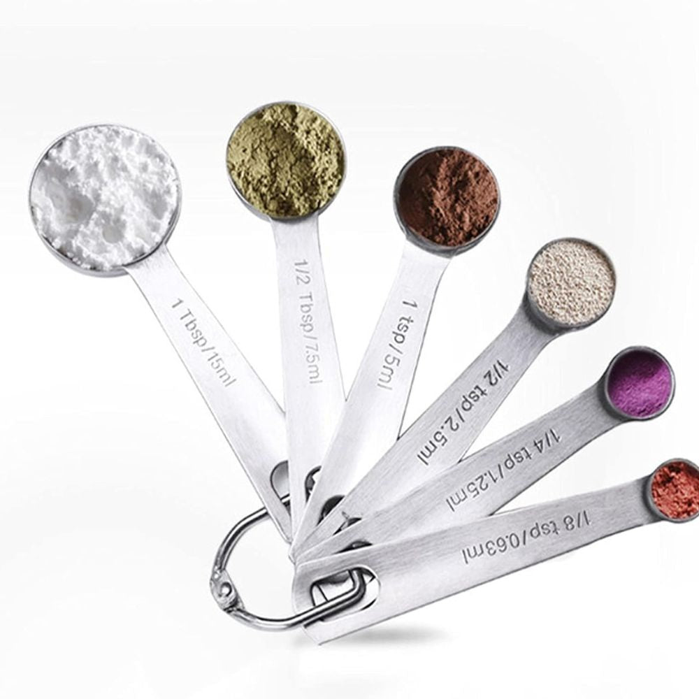 304 Stainless Steel Engraved Measuring Spoons (6-Piece)