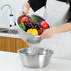 304 Stainless Steel Fine Mesh Colander & Mixing Bowl (Set of 2)