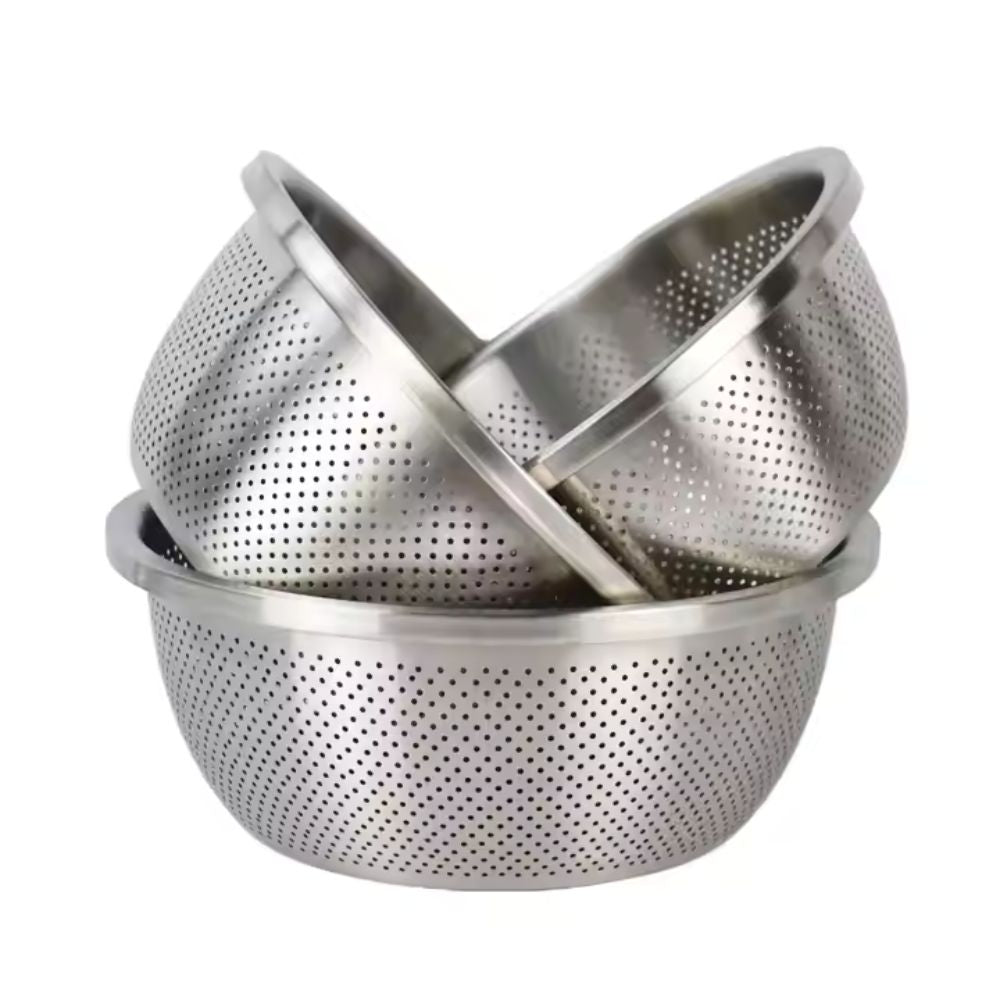 304 Stainless Steel Fine Mesh Colander & Mixing Bowl (Set of 2)