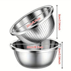 304 Stainless Steel Fine Mesh Colander & Mixing Bowl (Set of 2)