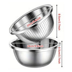 304 Stainless Steel Fine Mesh Colander & Mixing Bowl (Set of 2)