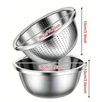 304 Stainless Steel Fine Mesh Colander & Mixing Bowl (Set of 2)