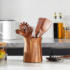 360° Rotating Acacia Wood Utensil Holder (6" & 7" Sizes)