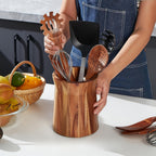 360° Rotating Acacia Wood Utensil Holder (6" & 7" Sizes)