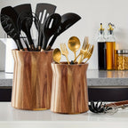 360° Rotating Acacia Wood Utensil Holder (6" & 7" Sizes)