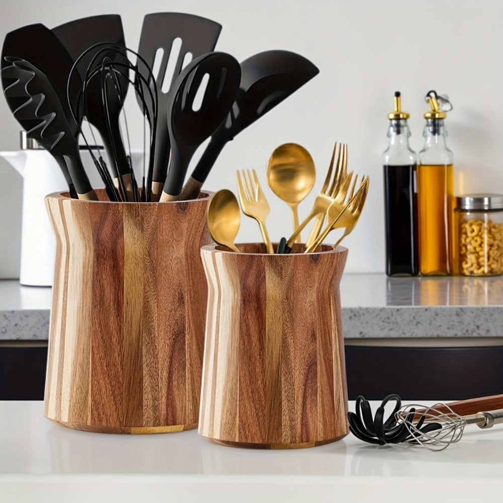 360° Rotating Acacia Wood Utensil Holder (6" & 7" Sizes)