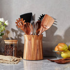 360° Rotating Acacia Wood Utensil Holder (6" & 7" Sizes)