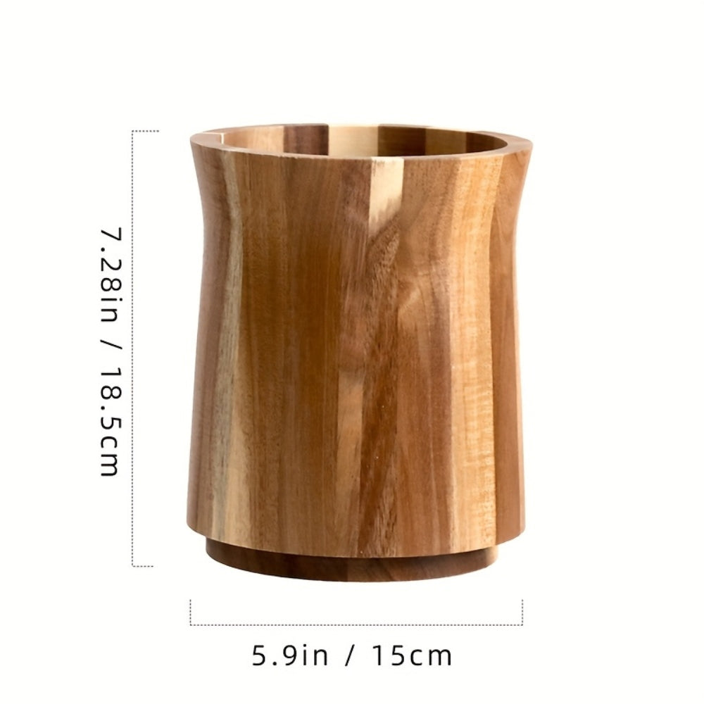 360° Rotating Acacia Wood Utensil Holder (6" & 7" Sizes)