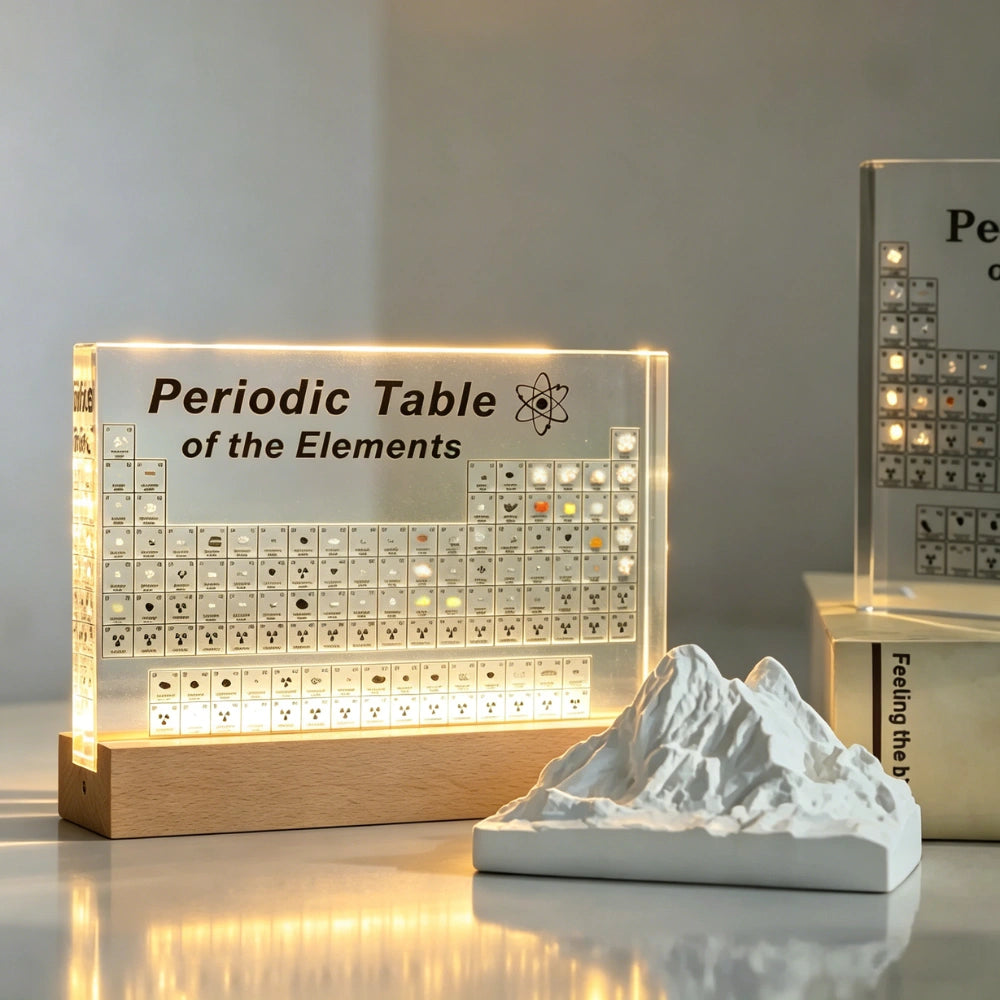 3D Acrylic LED-Lit Periodic Table Desk Lamp (83 Real Elements)