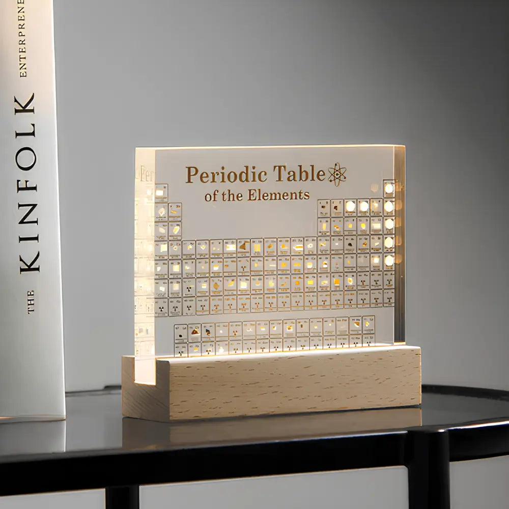 3D Acrylic LED-Lit Periodic Table Desk Lamp (83 Real Elements)
