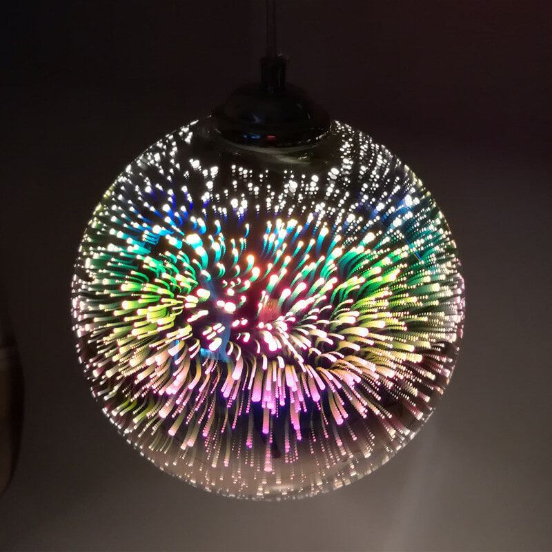 3D Colorful Fireworks Glass Pendant Light (Adjustable Chain, E26 Base)