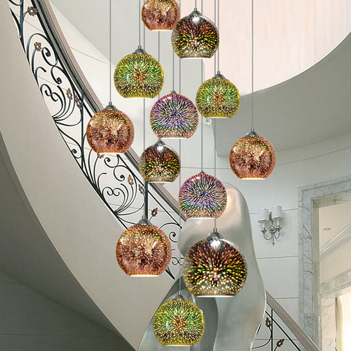 3D Colorful Fireworks Glass Pendant Light (Adjustable Chain, E26 Base)