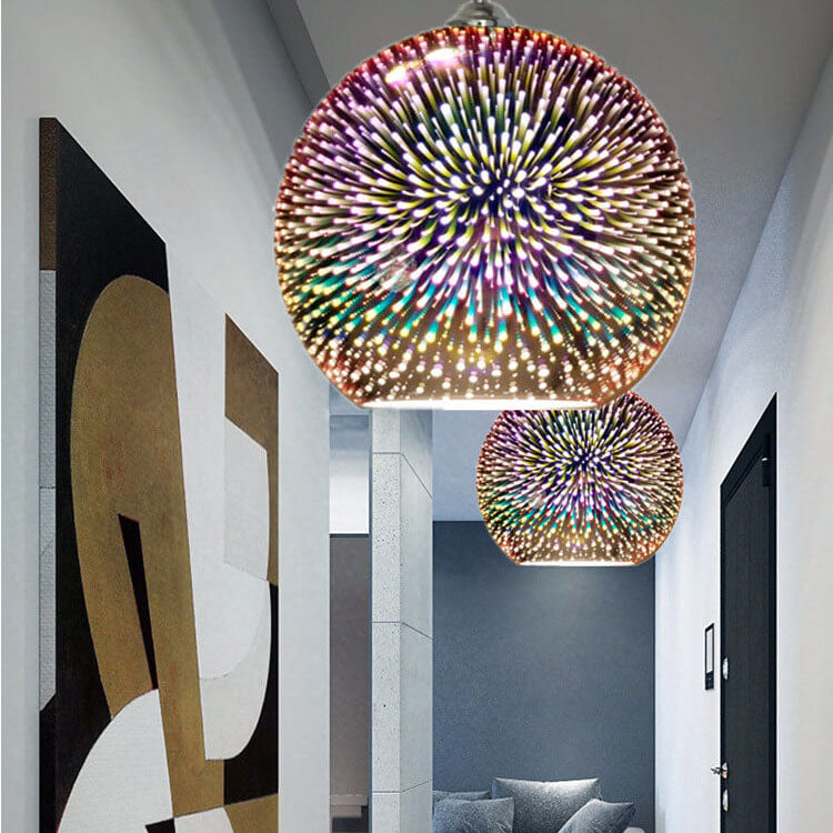 3D Colorful Fireworks Glass Pendant Light (Adjustable Chain, E26 Base)