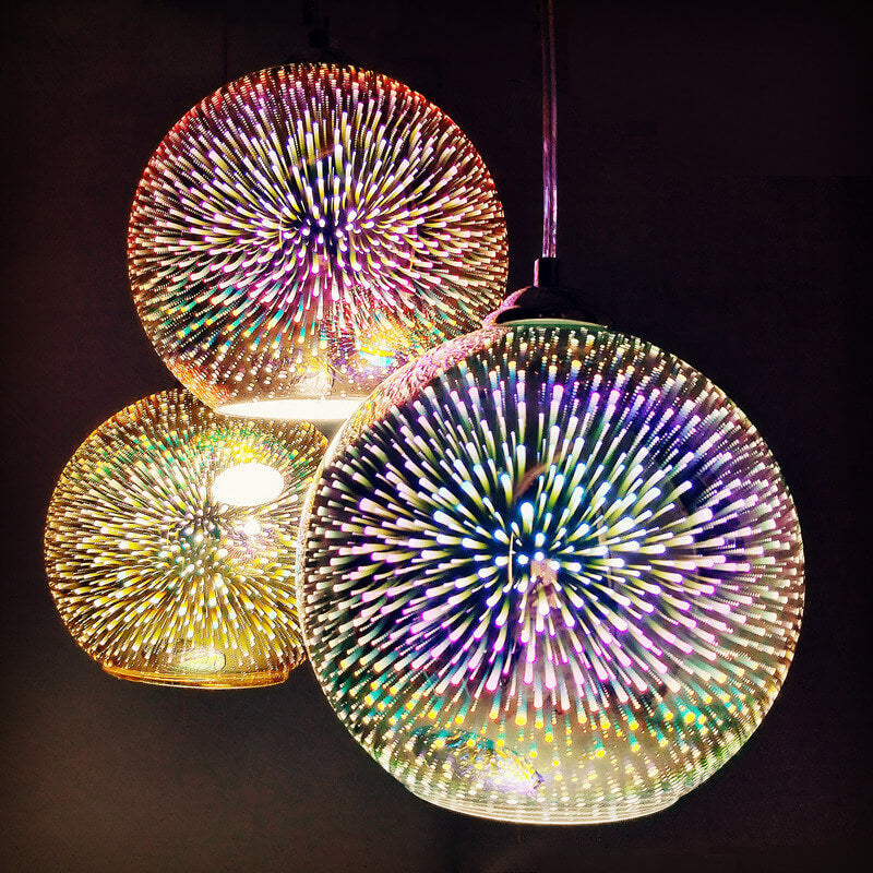 3D Colorful Fireworks Glass Pendant Light (Adjustable Chain, E26 Base)