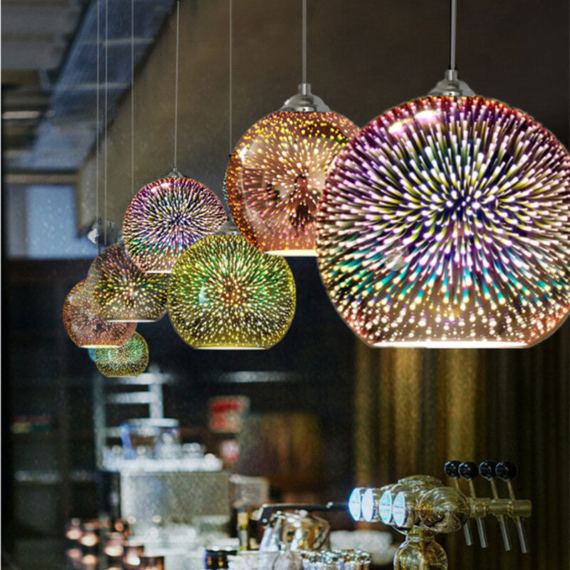 3D Colorful Fireworks Glass Pendant Light (Adjustable Chain, E26 Base)