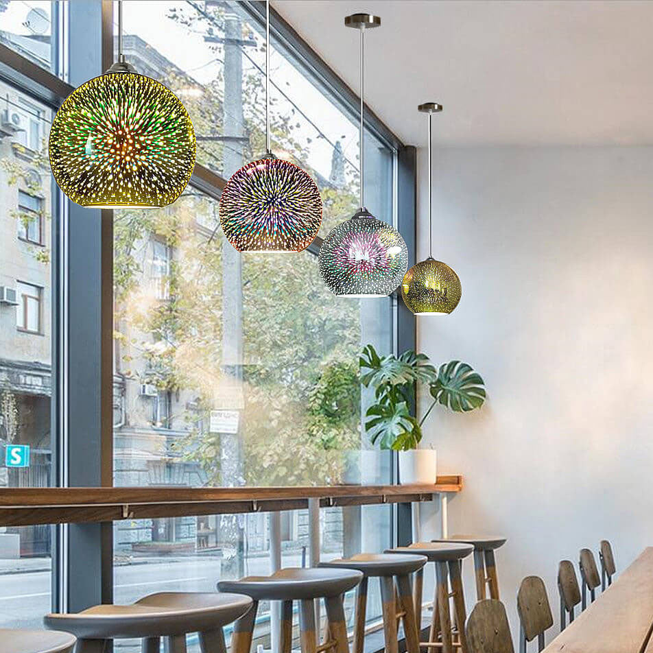 3D Colorful Fireworks Glass Pendant Light (Adjustable Chain, E26 Base)