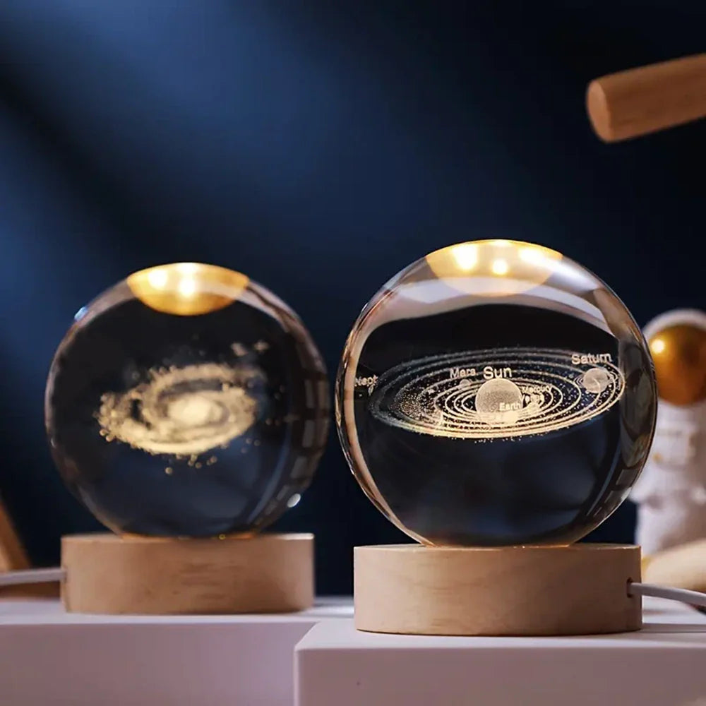 3D Engraved Crystal Ball LED Lamp (USB-Powered)