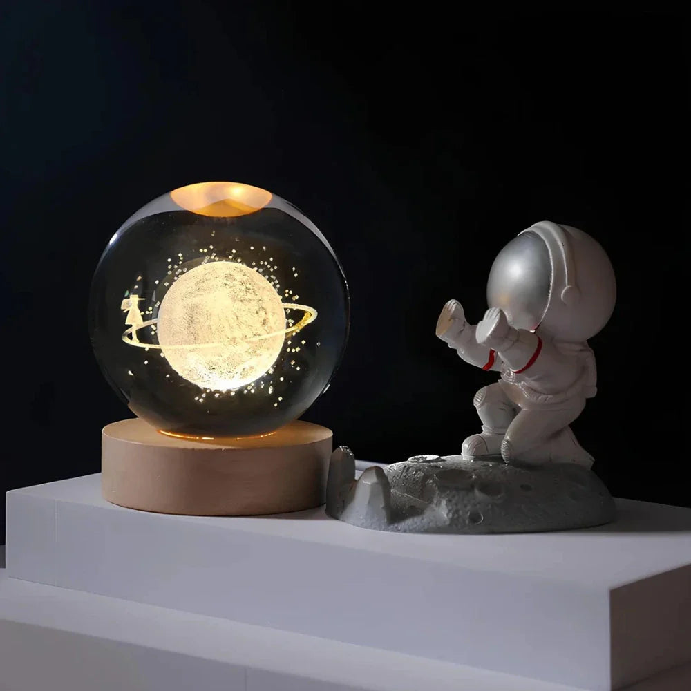 3D Engraved Crystal Ball LED Lamp (USB-Powered)