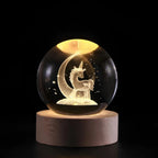 3D Engraved Crystal Ball LED Lamp (USB-Powered)