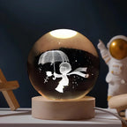 3D Engraved Crystal Ball LED Lamp (USB-Powered)
