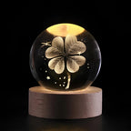 3D Engraved Crystal Ball LED Lamp (USB-Powered)