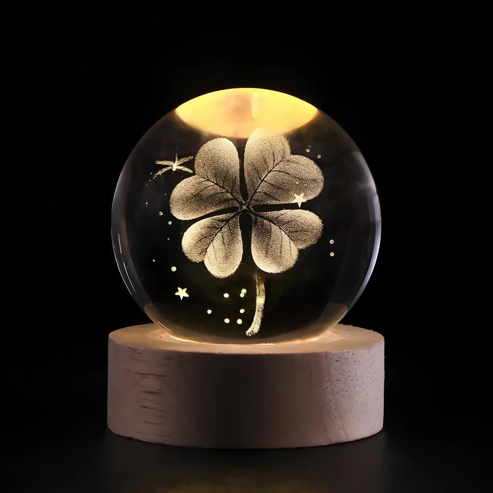 3D Engraved Crystal Ball LED Lamp (USB-Powered)