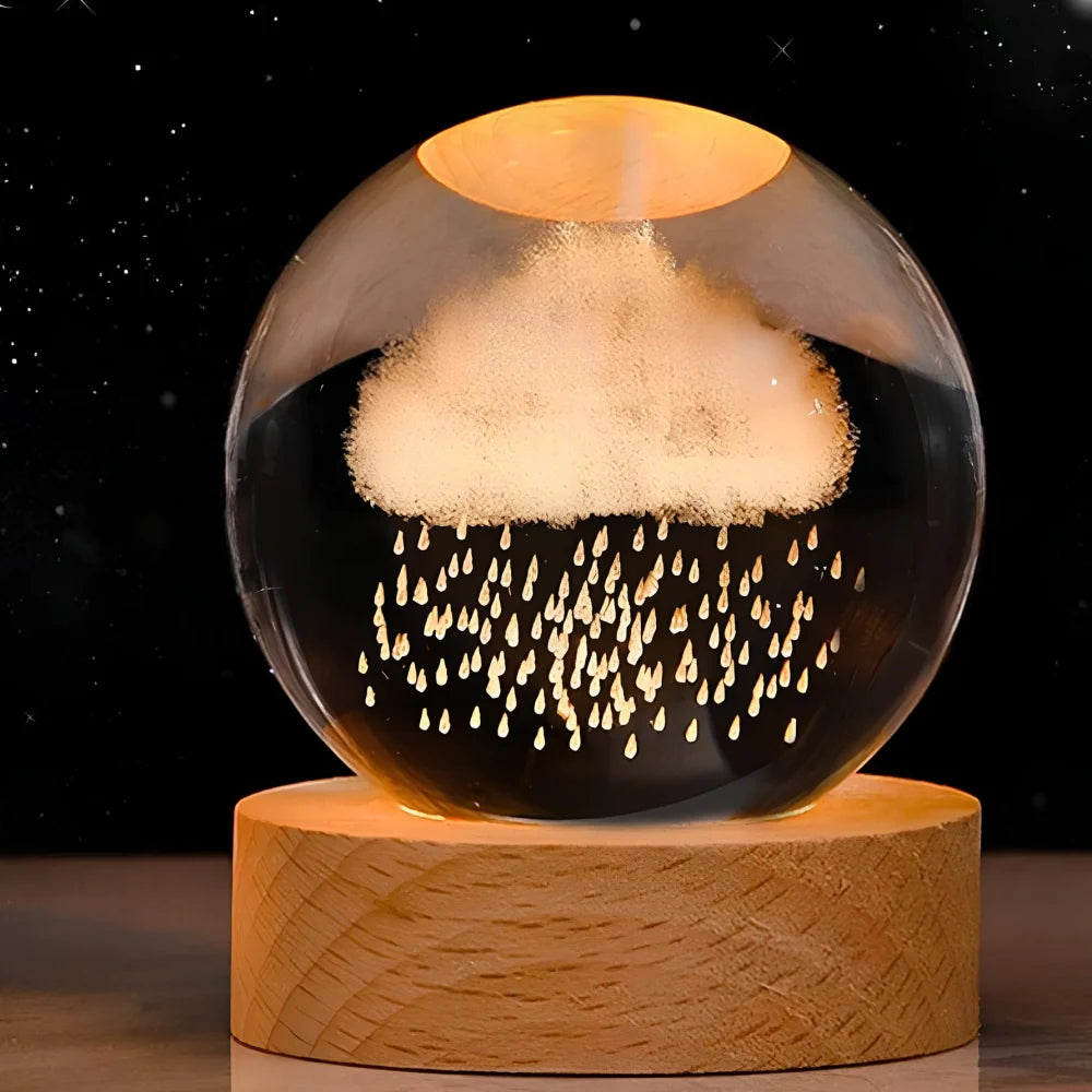 3D Engraved Crystal Ball LED Lamp (USB-Powered)