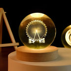 3D Engraved Crystal Ball LED Lamp (USB-Powered)