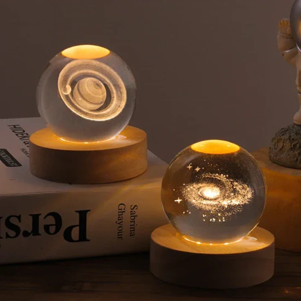 3D Engraved Crystal Ball LED Lamp (USB-Powered)