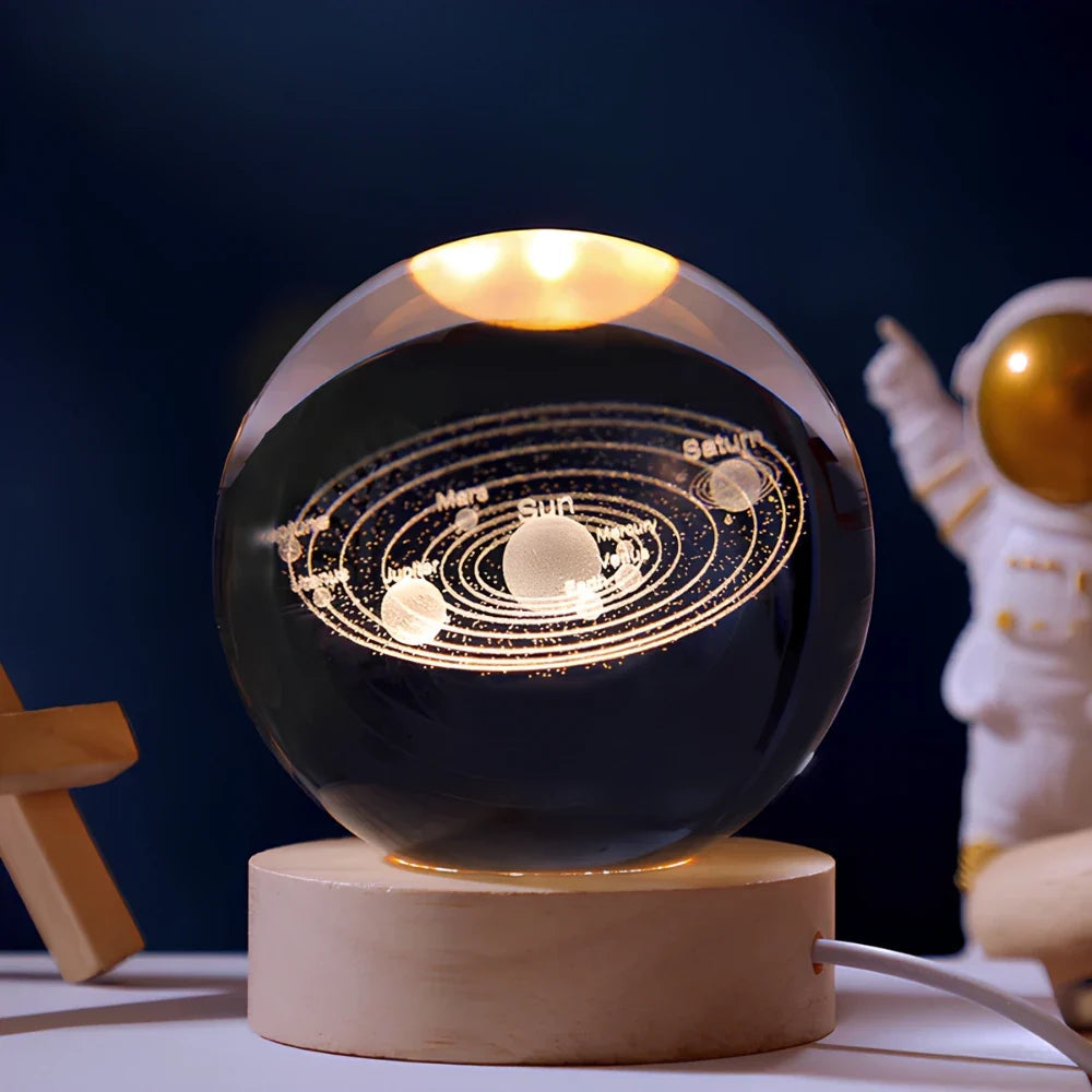 3D Engraved Crystal Ball LED Lamp (USB-Powered)