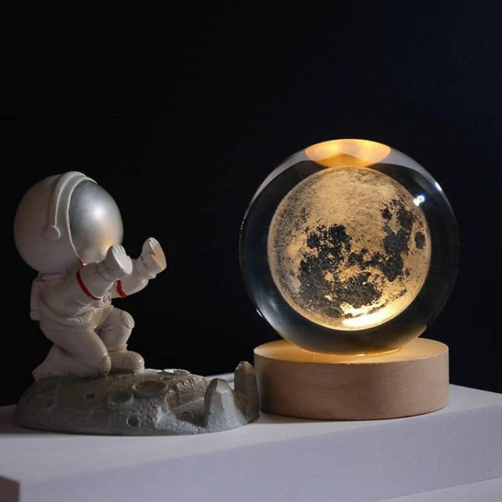 3D Engraved Crystal Ball LED Lamp (USB-Powered)