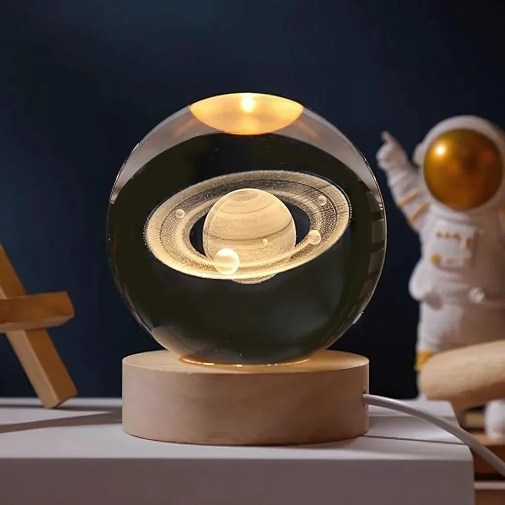 3D Engraved Crystal Ball LED Lamp (USB-Powered)
