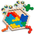 3D Hexagonal Puzzle Natural Wood 12 Blocks 120 Challenges