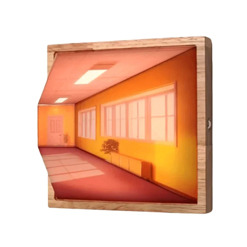 3D Illusion Art Light Rechargeable Touch Control Solid Wood Base