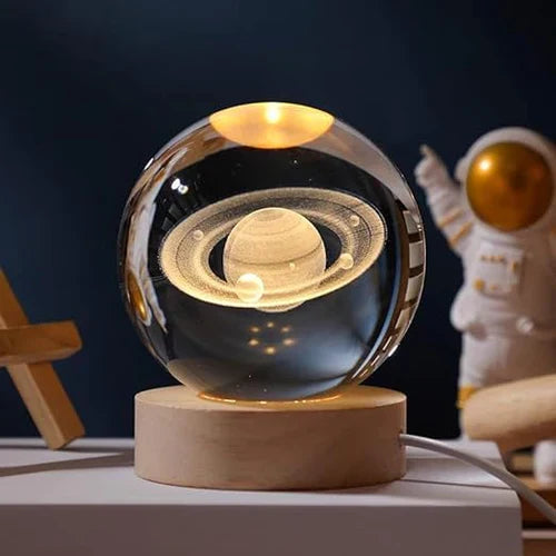 3D Laser-Engraved Crystal Sphere Night Light (USB-Powered)