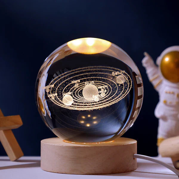3D Laser-Engraved Crystal Sphere Night Light (USB-Powered)