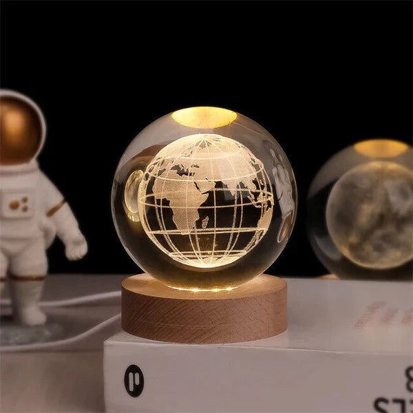 3D Laser-Engraved Crystal Sphere Night Light (USB-Powered)