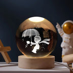 3D Laser-Engraved Crystal Sphere Night Light (USB-Powered)