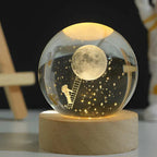 3D Laser-Engraved Crystal Sphere Night Light (USB-Powered)