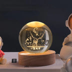 3D Laser-Engraved Crystal Sphere Night Light (USB-Powered)