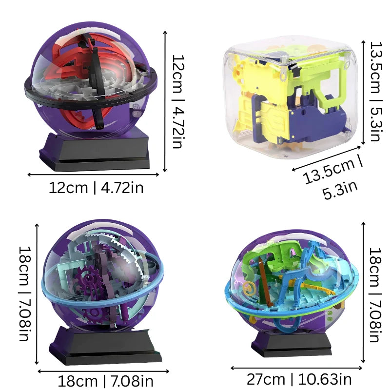 3D Maze Ball Tilt-Controlled Numbered Paths & Four Levels