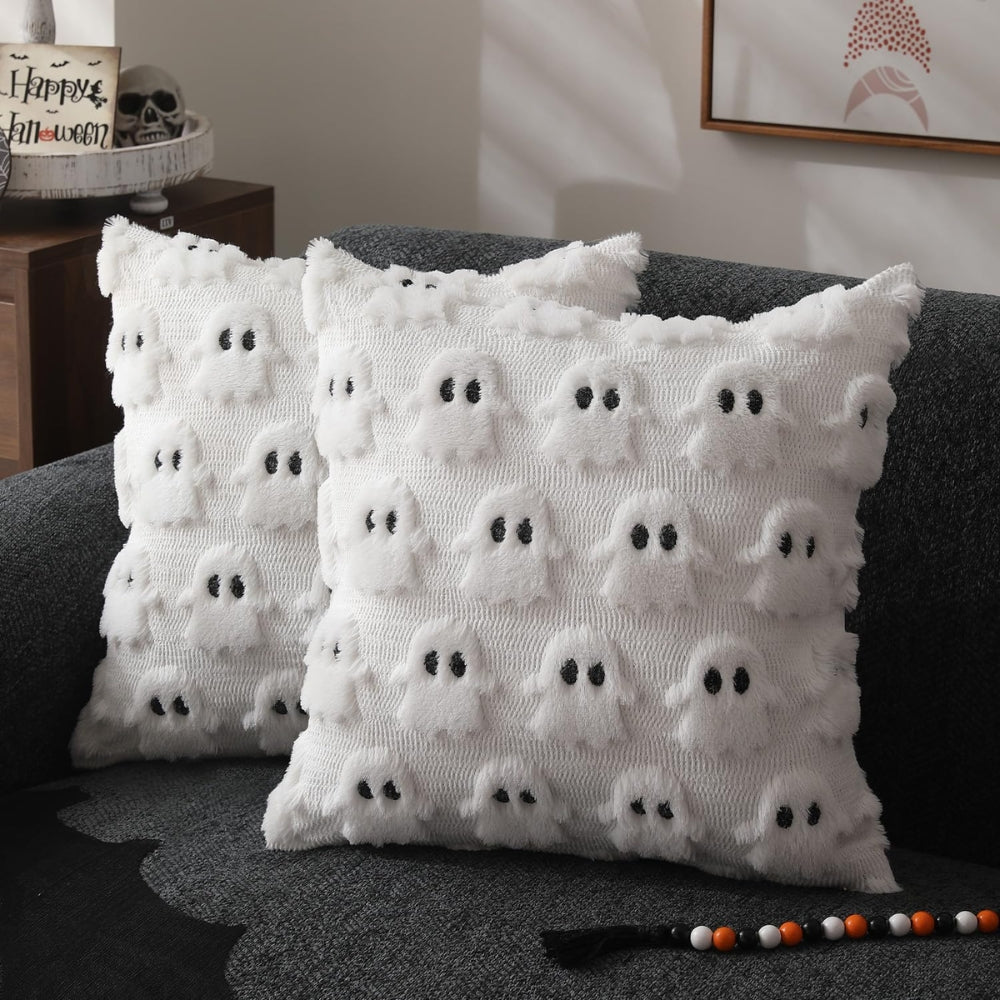 3D Plush & Microfiber Ghost Cushion Cover (Machine Washable)