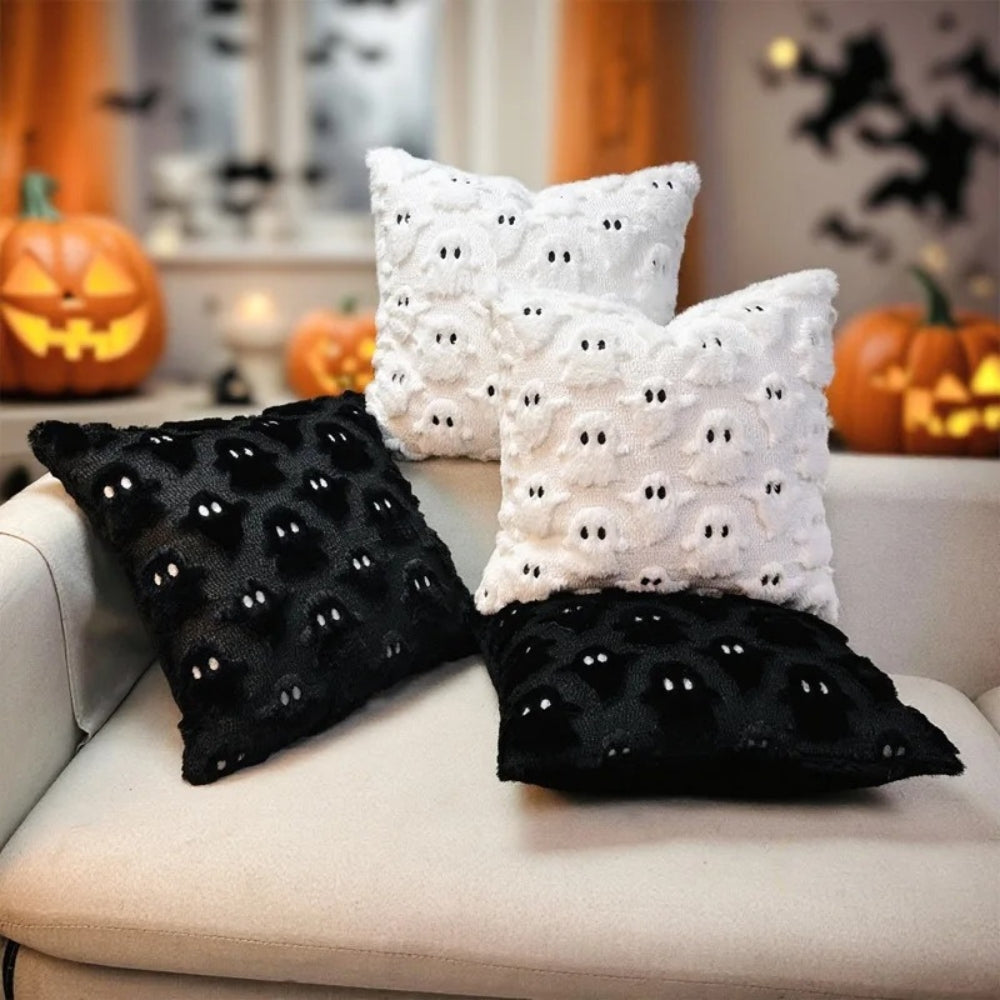 3D Plush & Microfiber Ghost Cushion Cover (Machine Washable)