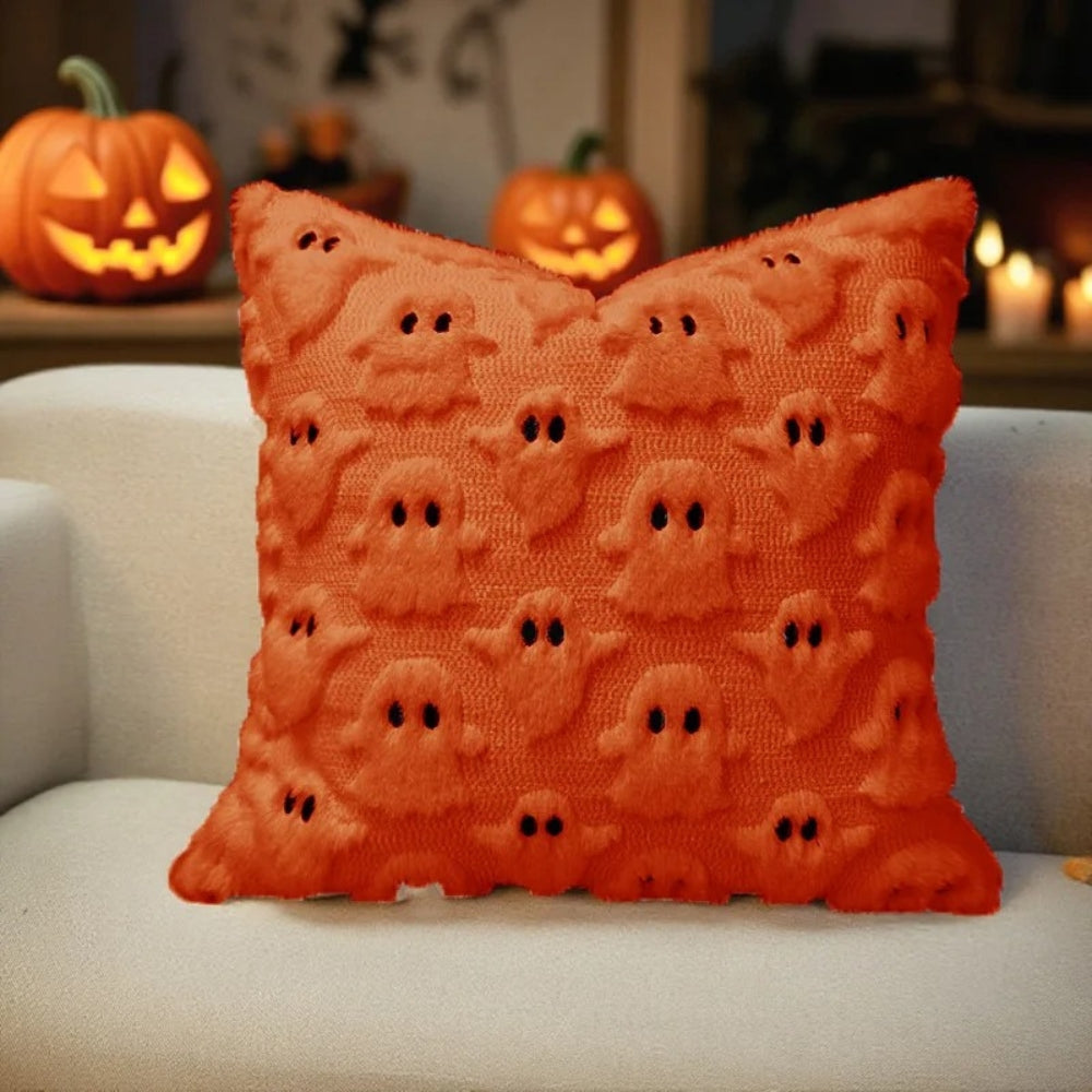 3D Plush & Microfiber Ghost Cushion Cover (Machine Washable)