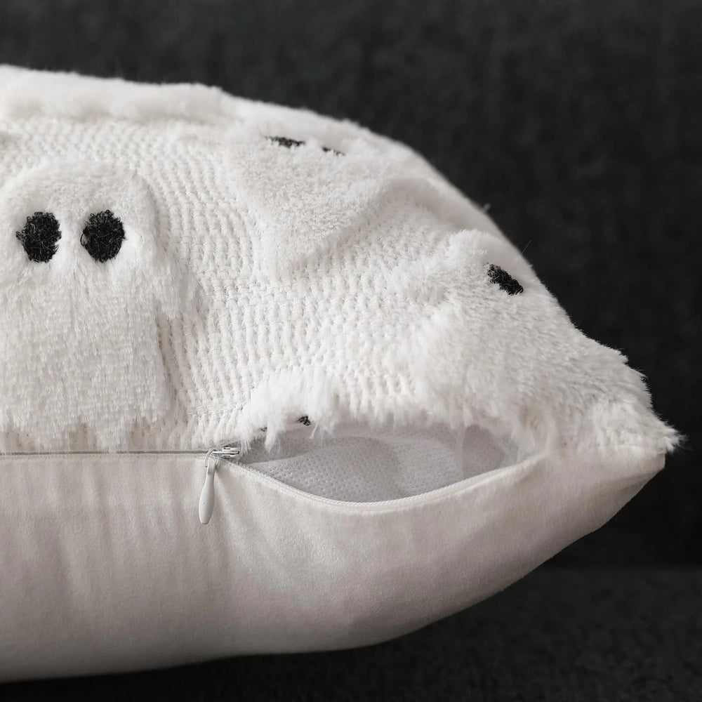 3D Plush & Microfiber Ghost Cushion Cover (Machine Washable)