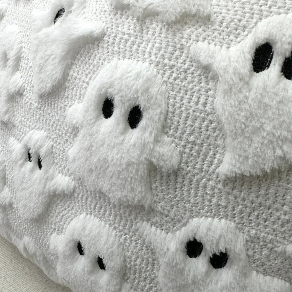 3D Plush & Microfiber Ghost Cushion Cover (Machine Washable)