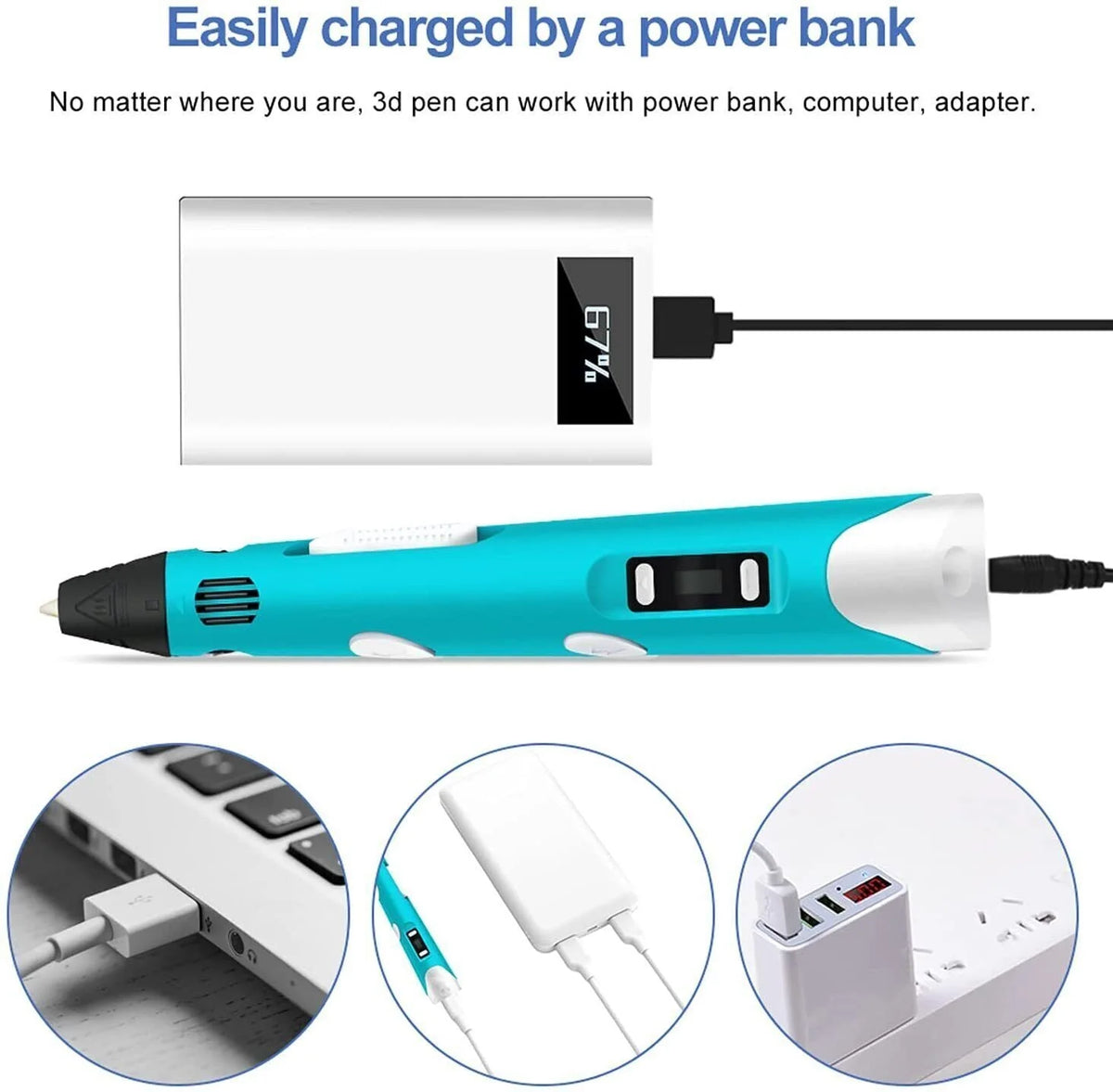 3D Printing Pen Adjustable Temperature PLA & ABS Compatible
