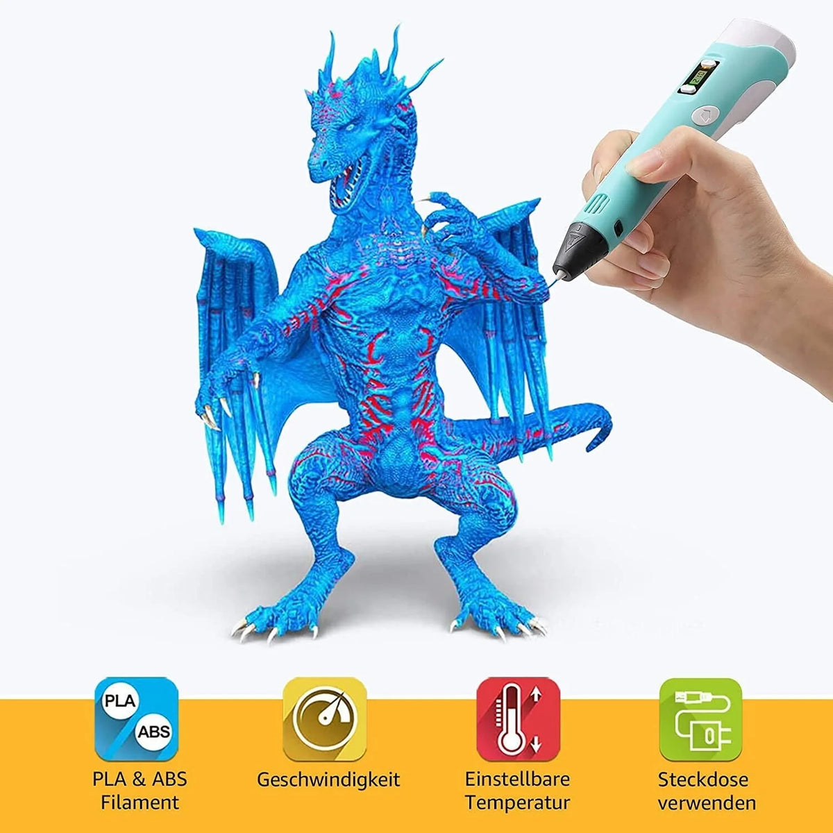 3D Printing Pen Adjustable Temperature PLA & ABS Compatible