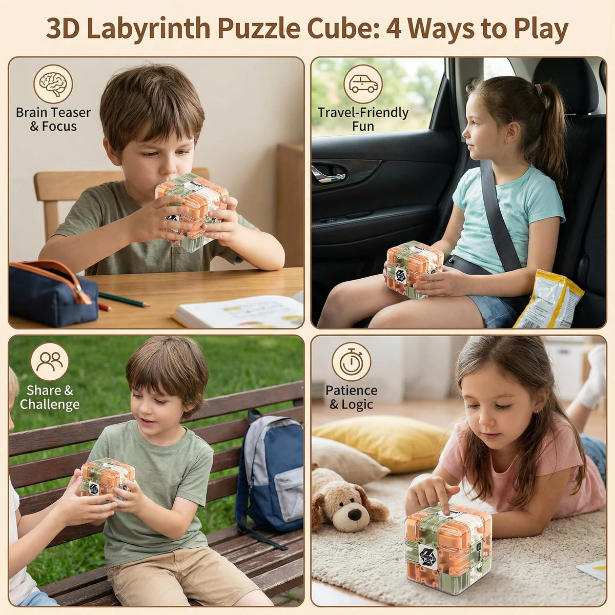 3D Puzzle Cube Clear Maze & Sealed Metal Ball
