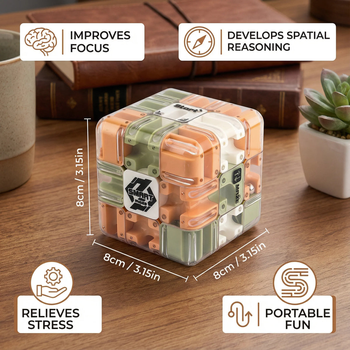 3D Puzzle Cube Clear Maze & Sealed Metal Ball
